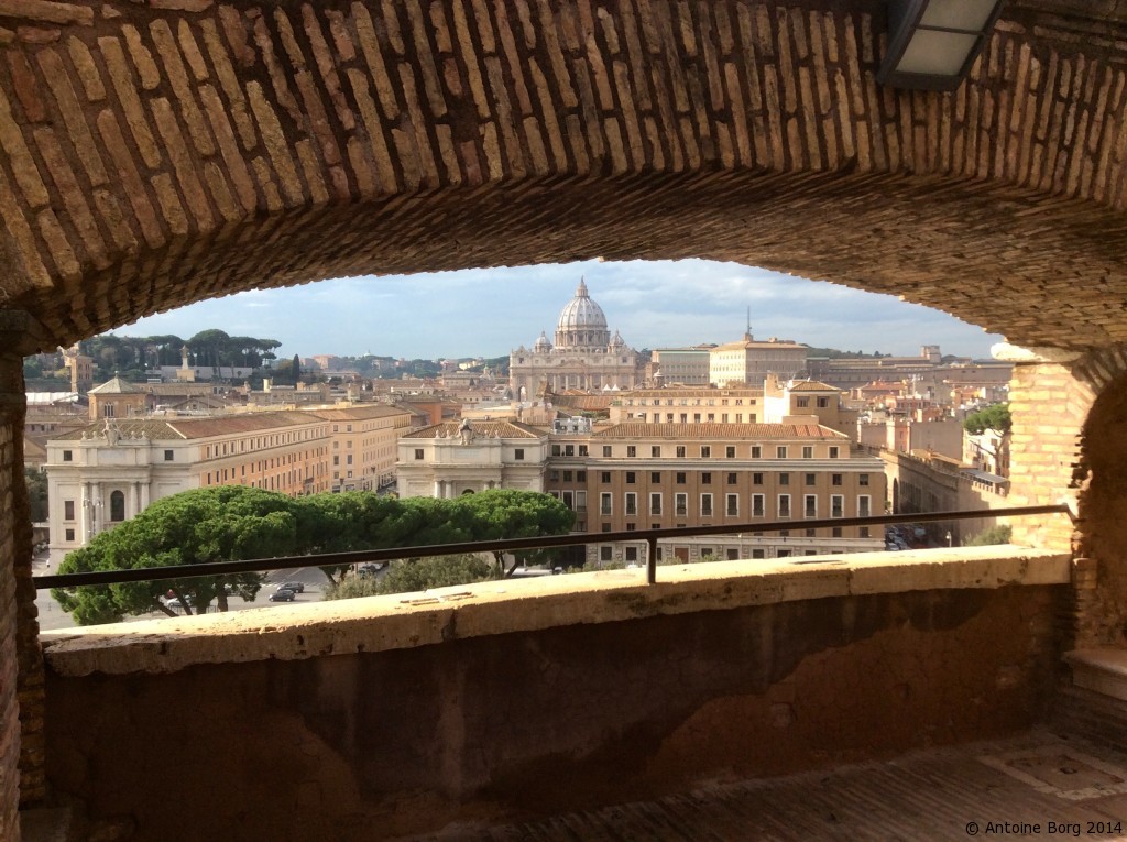 A photo of St Peter's basilica in the Vatican, as seen from Fort St Angelo - Rome, Italy
