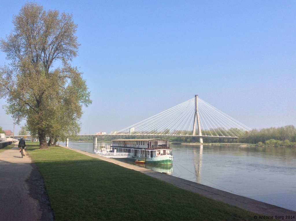 A photo of a bridge over the River Vistula - Warsaw, Poland