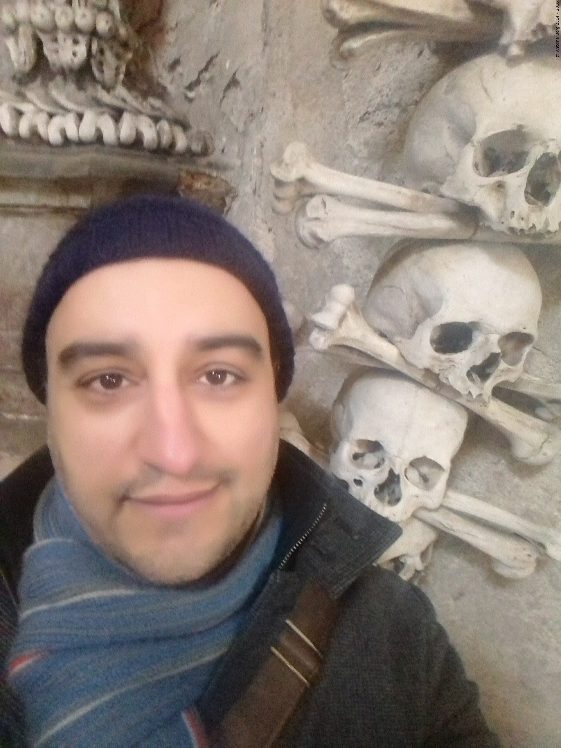 A photo of embedded skulls - Kutna Hora, Czechia
