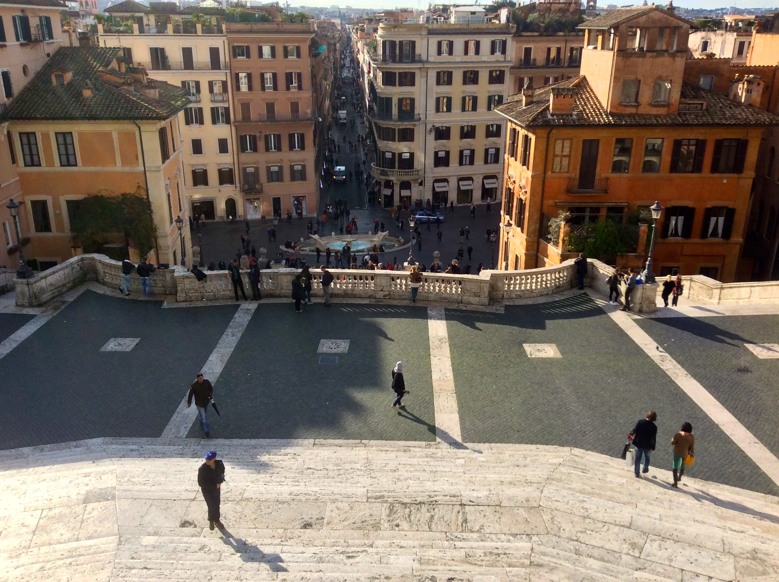 A photo of Piazza di Spagna from the Spanish steps - Rome, Italy