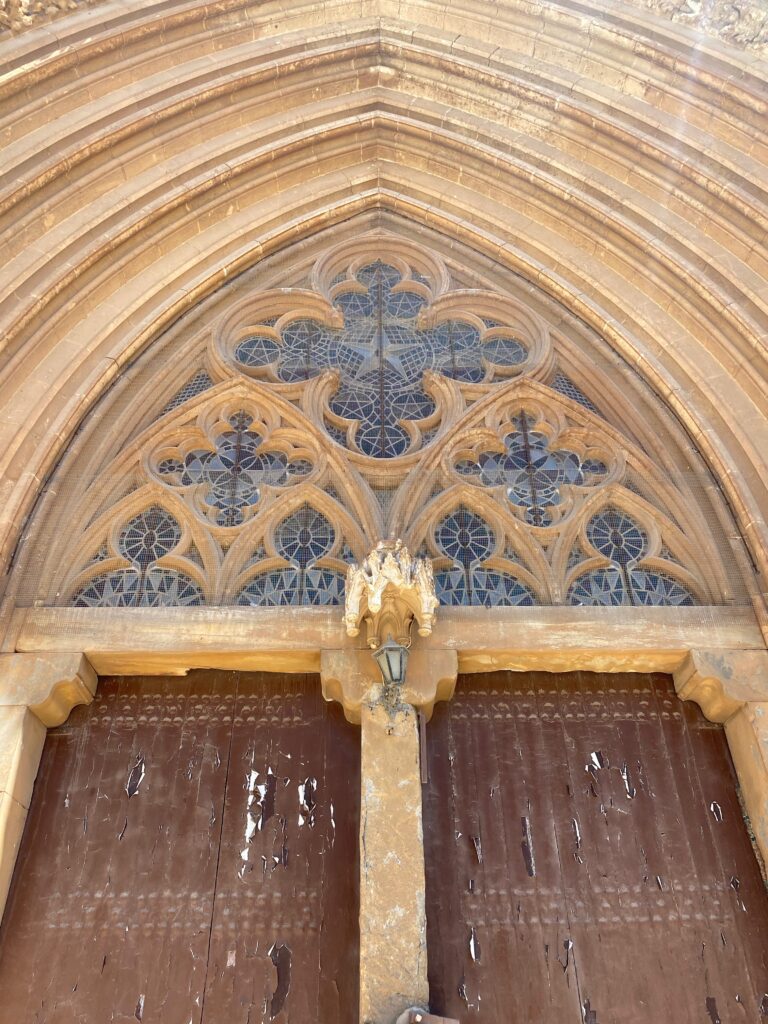 A close-up photo of St Nicholas Cathedral facade - Famagusta, Occupied Cyprus