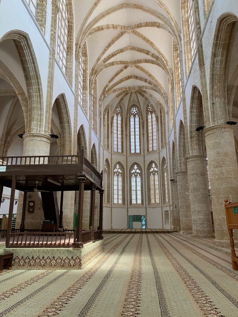 A photo of the carpeted interior of St Nicholas Cathedral - Famagusta, Occupied Cyprus